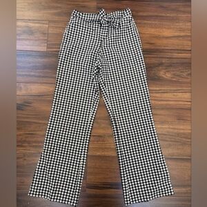Zara Black and White Gingham Wide Leg Pants